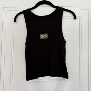 Black Tank Top by Daily Drills with White Trim